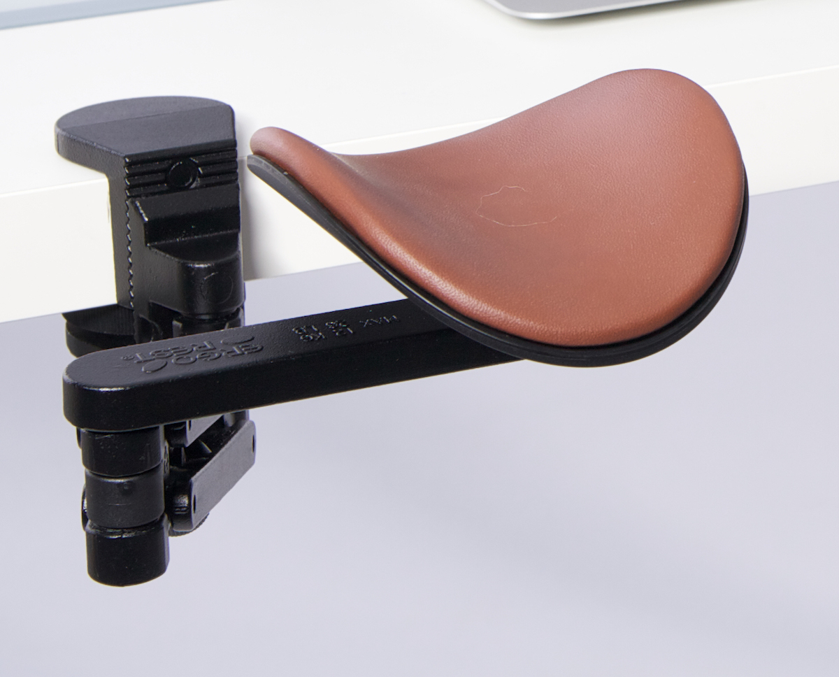 Ergorest ohne Mousepad schwarz 332-schwarz, 1-für Tischplatte 34 bis 64 mm, 63-Arm lang 125 mm, Pad kurz 130 mm braun