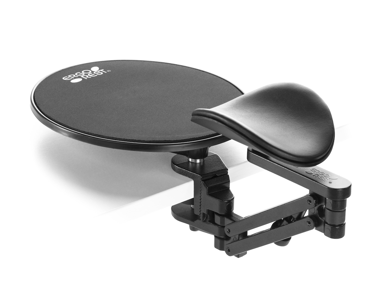 Ergorest mit Mousepad schwarz 352-schwarz, 0-für Tischplatte 15 bis 43 mm, 20-Arm standard 89 mm, Pad kurz 130 mm schwarz