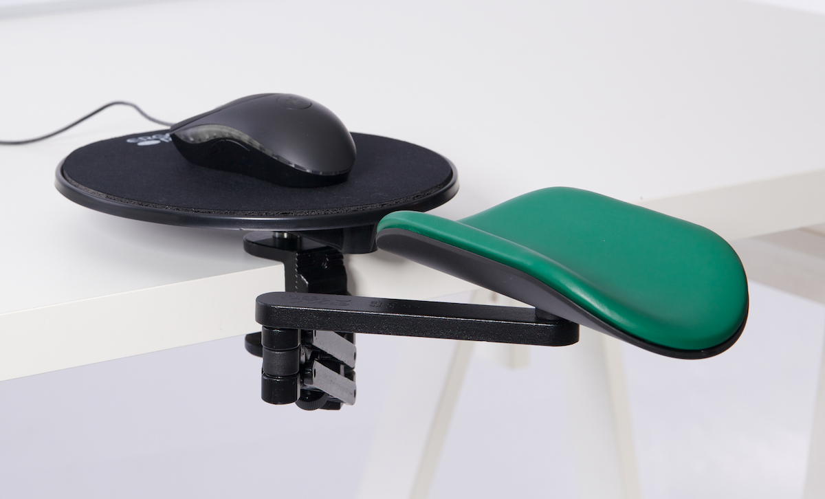 Ergorest mit Mousepad schwarz 352-schwarz, 1-für Tischplatte 34 bis 64 mm, 51-Arm standard 89 mm, Pad lang 200 mm grün Ergorest mit Mousepad schwarz 352-schwarz, 1-für Tischplatte 34 bis 64 mm, 51-Arm standard 89 mm, Pad lang 200 mm grün