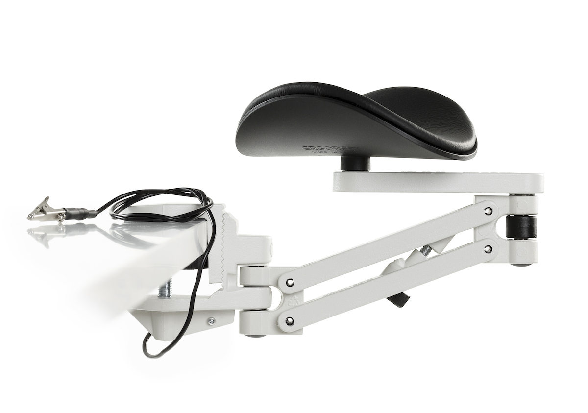 Ergorest ohne Mousepad ESD weiß 338-weiß, 0-für Tischplatte 15 bis 43 mm, 00-Arm standard 89 mm, Pad kurz 130 mm schwarz Ergorest ohne Mousepad ESD weiß 338-weiß, 0-für Tischplatte 15 bis 43 mm, 00-Arm standard 89 mm, Pad kurz 130 mm schwarz