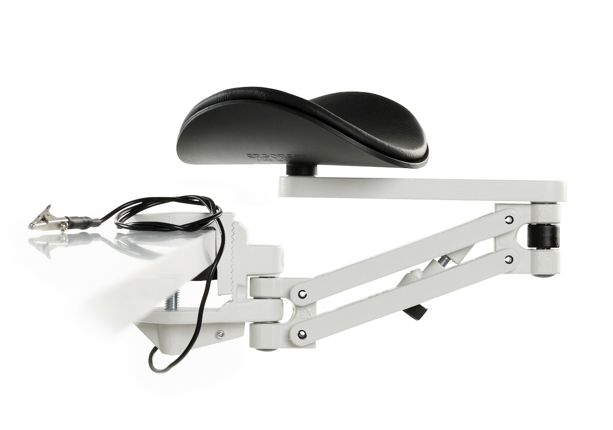 Ergorest ohne Mousepad ESD weiß 338-weiß, 0-für Tischplatte 15 bis 43 mm, 13-Arm lang 125 mm, Pad kurz 130 mm schwarz