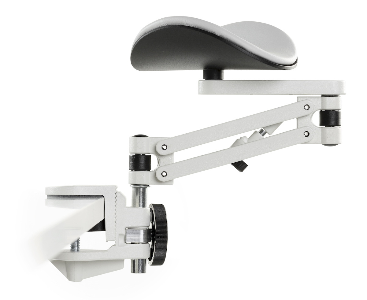 Ergorest Laborversion weiß 331-weiß, 1-für Tischplatte 34 bis 64 mm, 00-Arm standard 89 mm, Pad kurz 130 mm grau Ergorest Laborversion weiß 331-weiß, 1-für Tischplatte 34 bis 64 mm, 00-Arm standard 89 mm, Pad kurz 130 mm grau