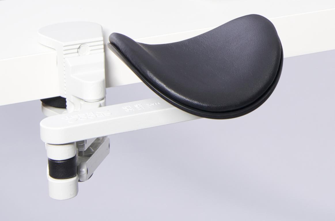 Image Ergorest ohne Mousepad weiß 330-weiß, 0-für Tischplatte 15 bis 43 mm, 20-Arm standard 89 mm, Pad kurz 130 mm schwarz