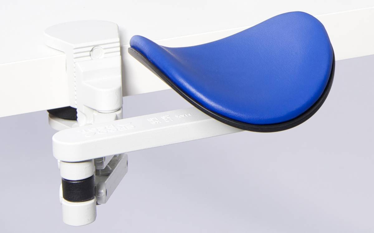 Image Ergorest ohne Mousepad weiß 330-weiß, 0-für Tischplatte 15 bis 43 mm, 30-Arm standard 89 mm, Pad kurz 130 mm blau