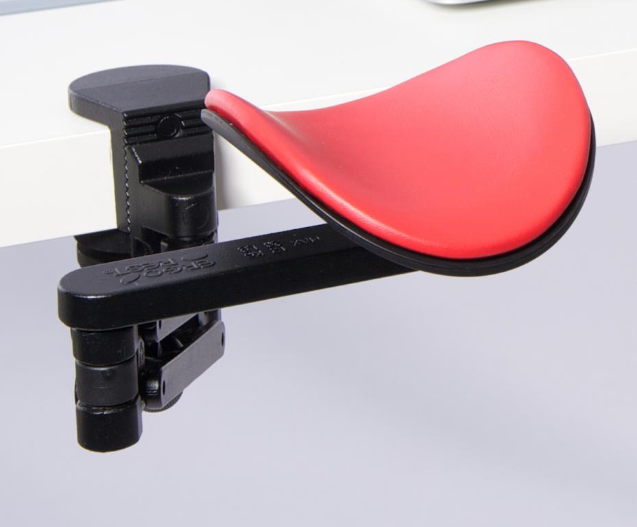 Image Ergorest ohne Mousepad schwarz 332-schwarz, 1-für Tischplatte 34 bis 64 mm, 40-Arm standard 89 mm, Pad kurz 130 mm rot