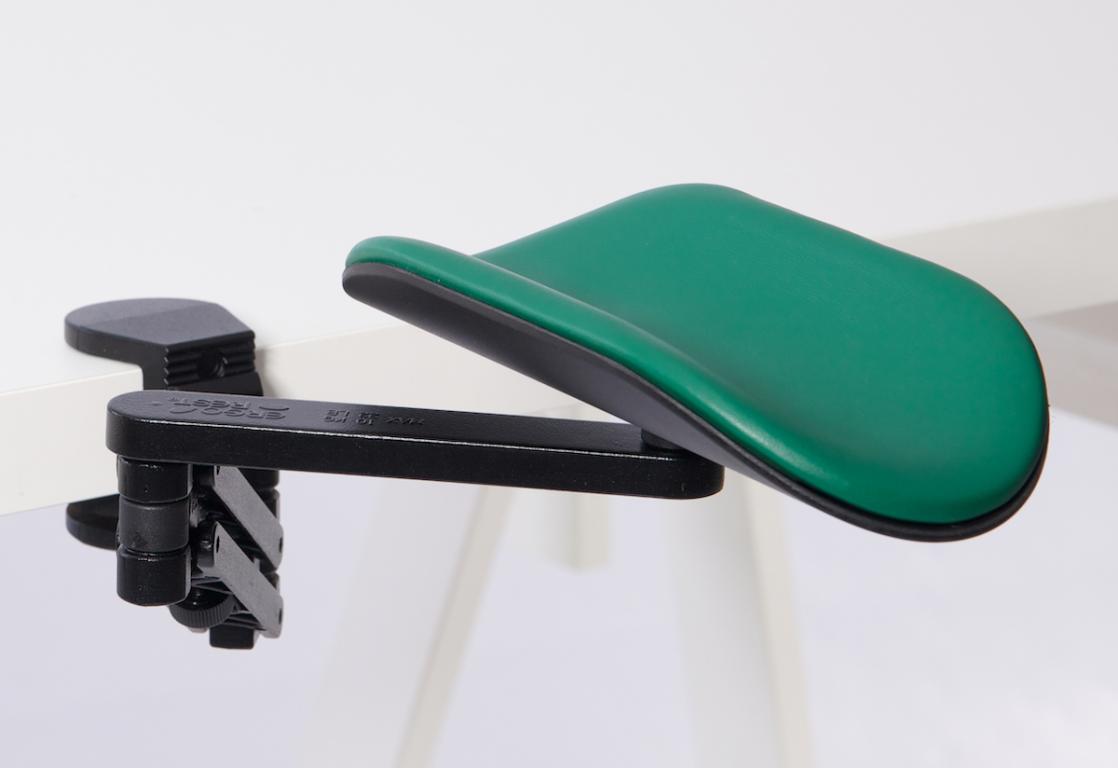Image Ergorest ohne Mousepad schwarz 332-schwarz, 0-für Tischplatte 15 bis 43 mm, 51-Arm standard 89 mm, Pad lang 200 mm grün