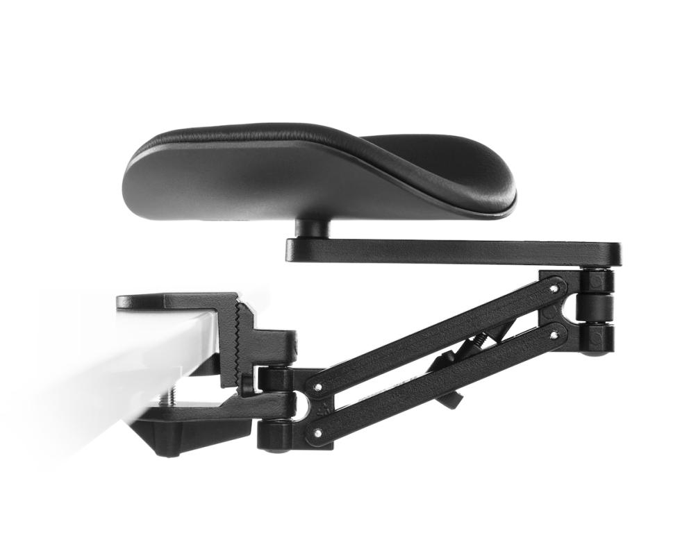 Image Ergorest ohne Mousepad schwarz 332-schwarz, 0-für Tischplatte 15 bis 43 mm, 26-Arm lang 125 mm, Pad lang 200 mm schwarz