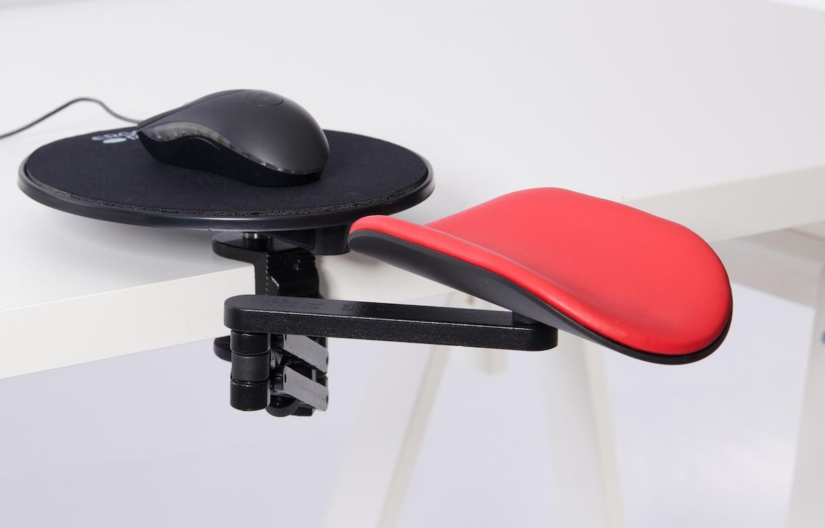 Image Ergorest mit Mousepad schwarz 352-schwarz, 0-für Tischplatte 15 bis 43 mm, 41-Arm standard 89 mm, Pad lang 200 mm rot