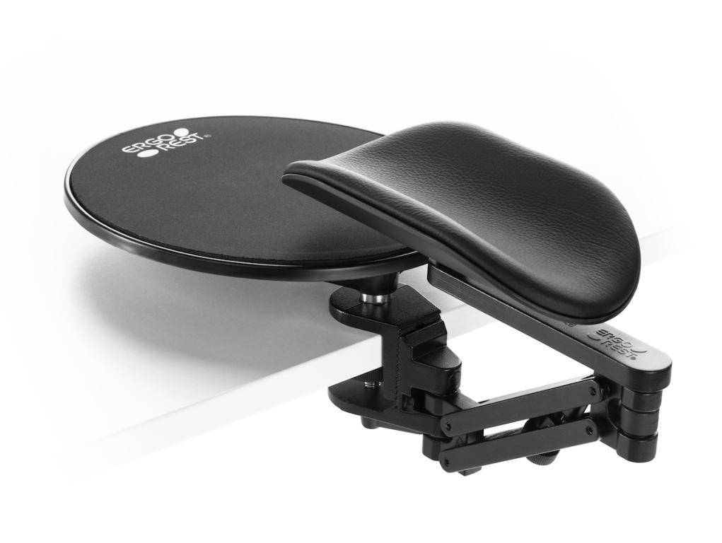 Image Ergorest mit Mousepad schwarz 352-schwarz, 0-für Tischplatte 15 bis 43 mm, 26-Arm lang 125 mm, Pad lang 200 mm schwarz