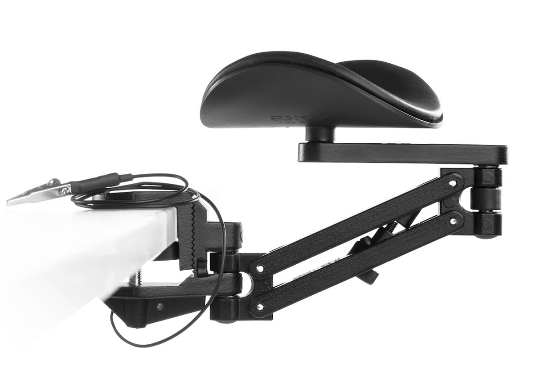 Image Ergorest ohne Mousepad ESD schwarz 338-schwarz, 0-für Tischplatte 15 bis 43 mm, 20-Arm standard 89 mm, Pad kurz 130 mm schwarz