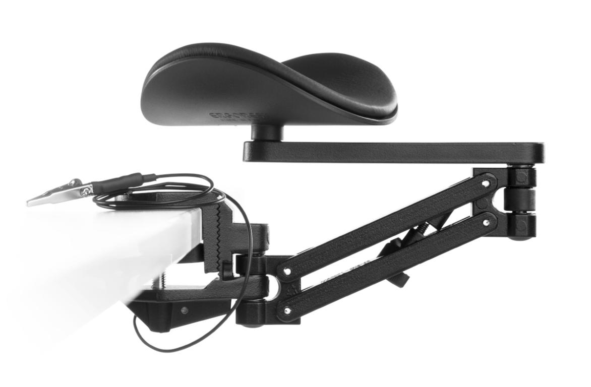 Image Ergorest ohne Mousepad ESD schwarz 338-schwarz, 0-für Tischplatte 15 bis 43 mm, 23-Arm lang 125 mm, Pad kurz 130 mm schwarz