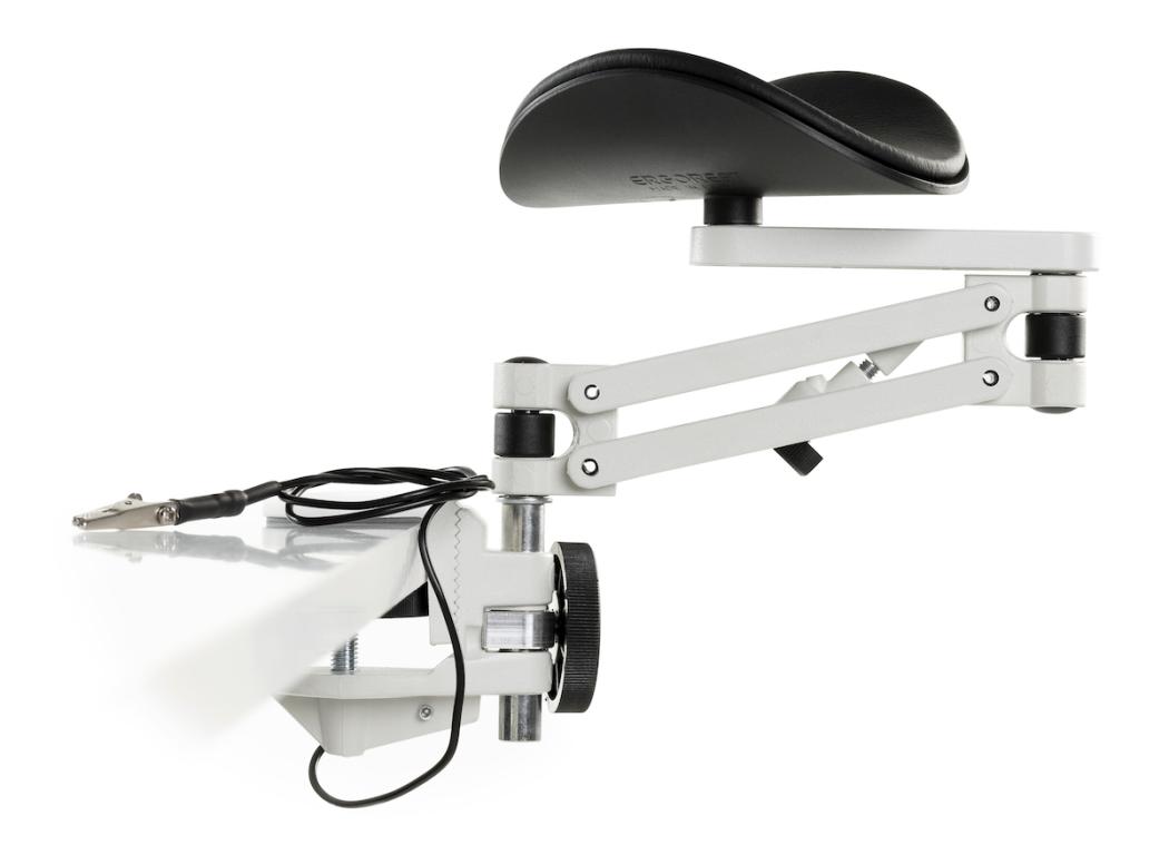 Image Ergorest Laborversion ESD weiß 339-weiß, 1-für Tischplatte 34 bis 64 mm, 00-Arm standard 89 mm, Pad kurz 130 mm schwarz