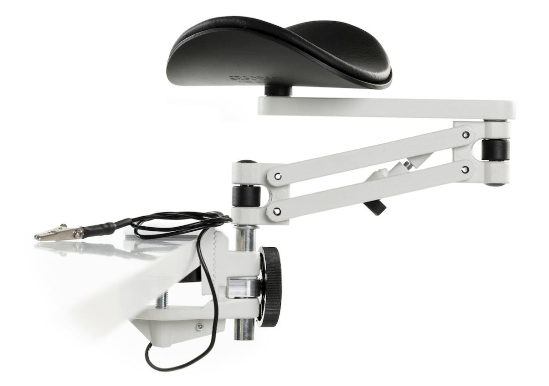 Image Ergorest Laborversion ESD weiß 339-weiß, 0-für Tischplatte 15 bis 43 mm, 13-Arm lang 125 mm, Pad kurz 130 mm schwarz
