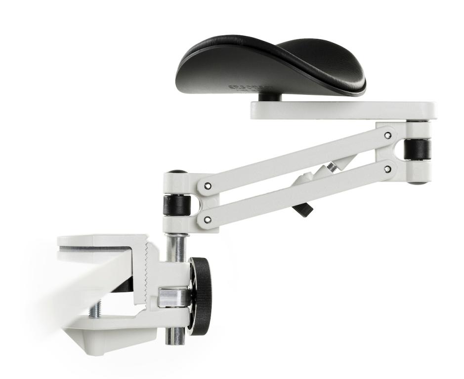 Image Ergorest Laborversion weiß 331-weiß, 0-für Tischplatte 15 bis 43 mm, 20-Arm standard 89 mm, Pad kurz 130 mm schwarz