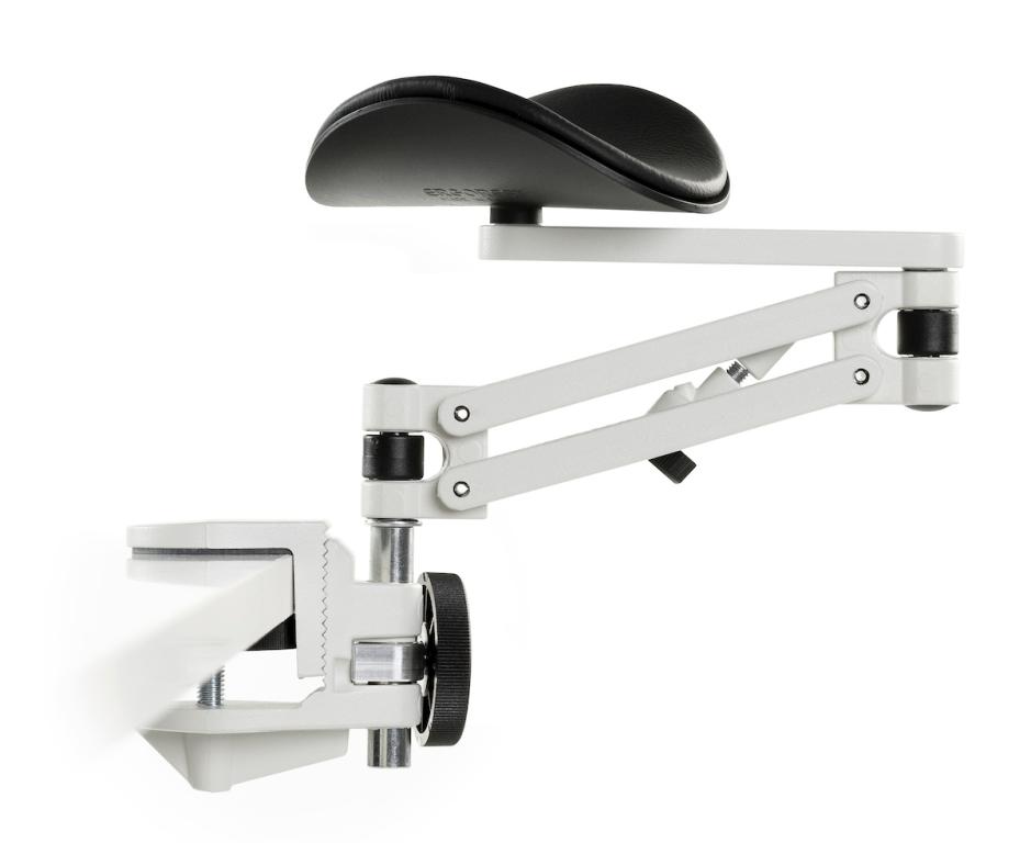 Image Ergorest Laborversion weiß 331-weiß, 0-für Tischplatte 15 bis 43 mm, 23-Arm lang 125 mm, Pad kurz 130 mm schwarz