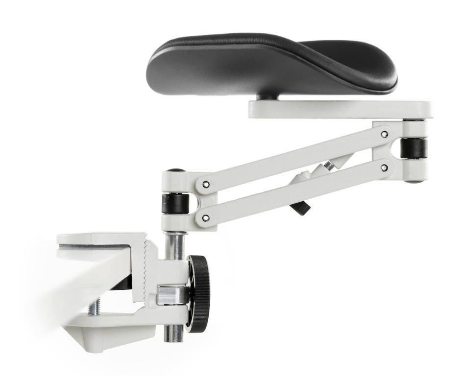 Image Ergorest Laborversion weiß 331-weiß, 0-für Tischplatte 15 bis 43 mm, 21-Arm standard 89 mm, Pad lang 200 mm schwarz