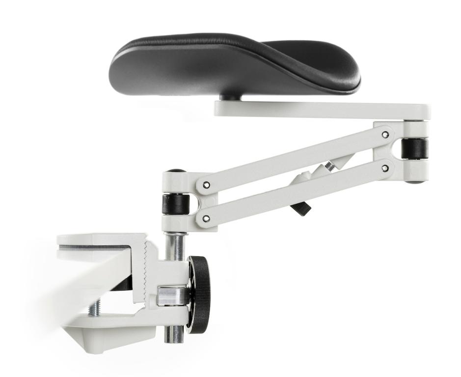 Image Ergorest Laborversion weiß 331-weiß, 0-für Tischplatte 15 bis 43 mm, 26-Arm lang 125 mm, Pad lang 200 mm schwarz