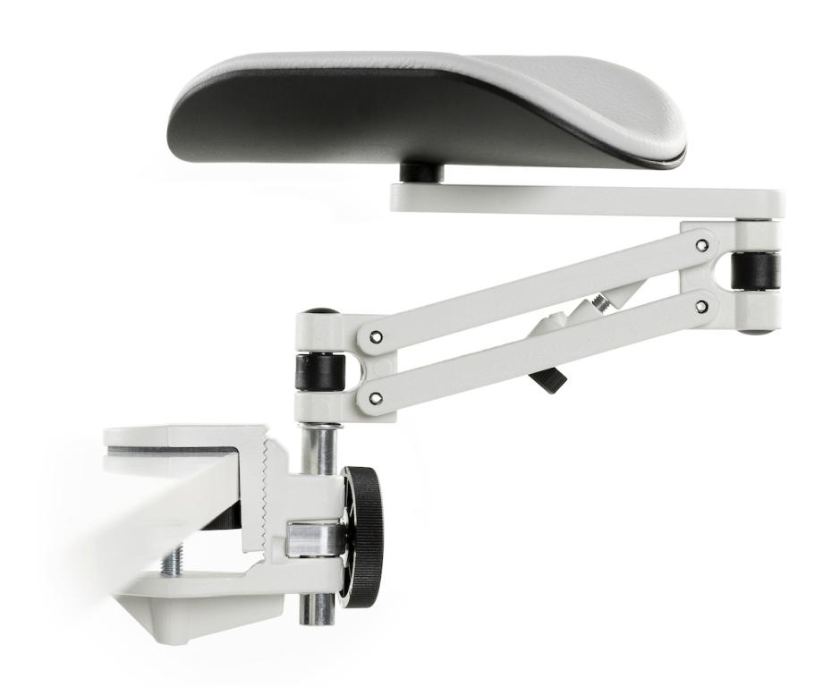 Image Ergorest Laborversion weiß 331-weiß, 0-für Tischplatte 15 bis 43 mm, 16-Arm lang 125 mm, Pad lang 200 mm grau
