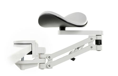 Ergorest ohne Mousepad weiß 330-weiß, 1-für Tischplatte 34 bis 64 mm, 00-Arm standard 89 mm, Pad kurz 130 mm grau