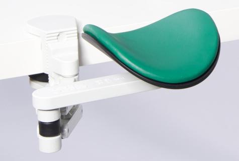 Ergorest ohne Mousepad weiß 330-weiß, 1-für Tischplatte 34 bis 64 mm, 50-Arm standard 89 mm, Pad kurz 130 mm grün