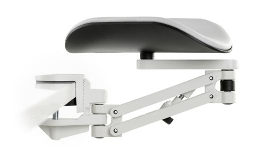 Ergorest ohne Mousepad weiß 330-weiß, 0-für Tischplatte 15 bis 43 mm, 11-Arm standard 89 mm, Pad lang 200 mm grau