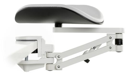 Ergorest ohne Mousepad weiß 330-weiß, 0-für Tischplatte 15 bis 43 mm, 16-Arm lang 125 mm, Pad lang 200 mm grau