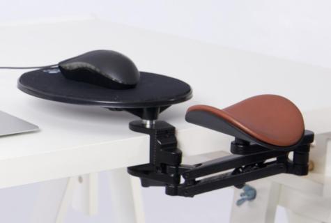 Ergorest mit Mousepad schwarz 352-schwarz, 0-für Tischplatte 15 bis 43 mm, 60-Arm standard 89 mm, Pad kurz 130 mm braun