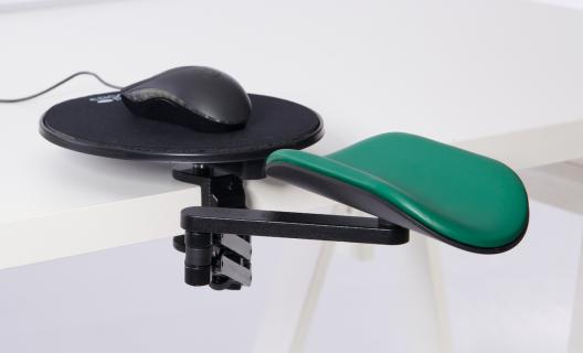 Ergorest mit Mousepad schwarz 352-schwarz, 0-für Tischplatte 15 bis 43 mm, 51-Arm standard 89 mm, Pad lang 200 mm grün