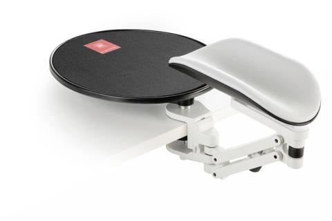 Ergorest mit Mousepad weiß 350-weiß, 0-für Tischplatte 15 bis 43 mm, 11-Arm standard 89 mm, Pad lang 200 mm grau