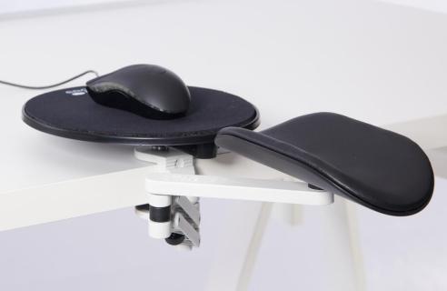 Ergorest mit Mousepad weiß 350-weiß, 0-für Tischplatte 15 bis 43 mm, 21-Arm standard 89 mm, Pad lang 200 mm schwarz