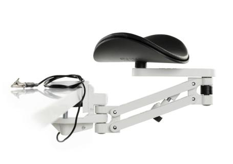 Ergorest ohne Mousepad ESD weiß 338-weiß, 0-für Tischplatte 15 bis 43 mm, 00-Arm standard 89 mm, Pad kurz 130 mm schwarz