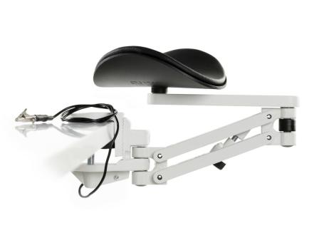Ergorest ohne Mousepad ESD weiß 338-weiß, 1-für Tischplatte 34 bis 64 mm, 13-Arm lang 125 mm, Pad kurz 130 mm schwarz